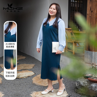 女装 背心裙连衣裙女小众设计感胖mm大码 高级感显瘦 新款 2025年秋季