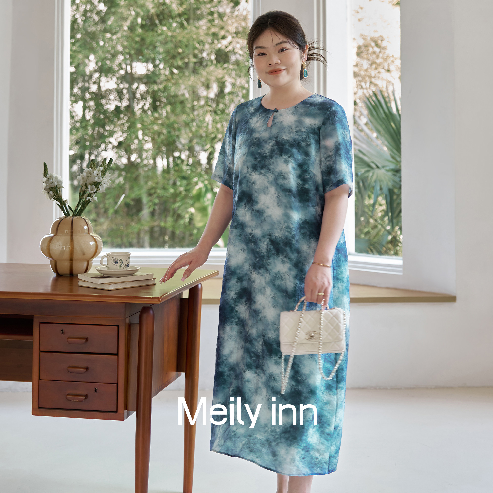 美丽客栈原创高端大码连衣裙2026新中式女简单大方的微胖宽松气质