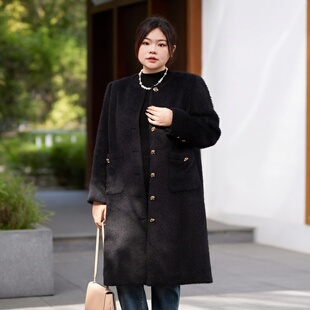 美丽客栈高端大码女装秋冬新款上市专属冬日苏黎世双面呢大衣羊驼