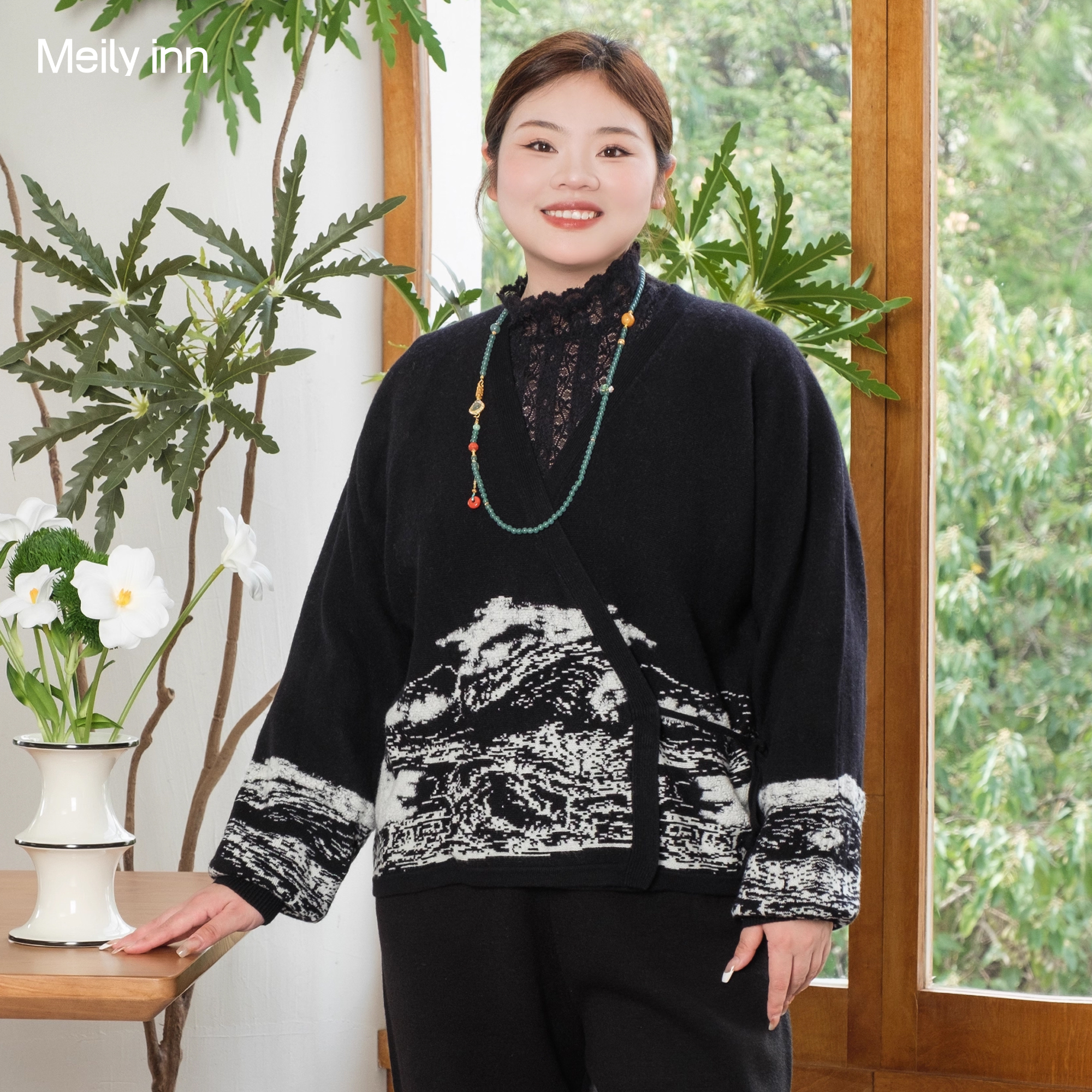 美丽客栈宽松设计感绵羊毛毛衣女