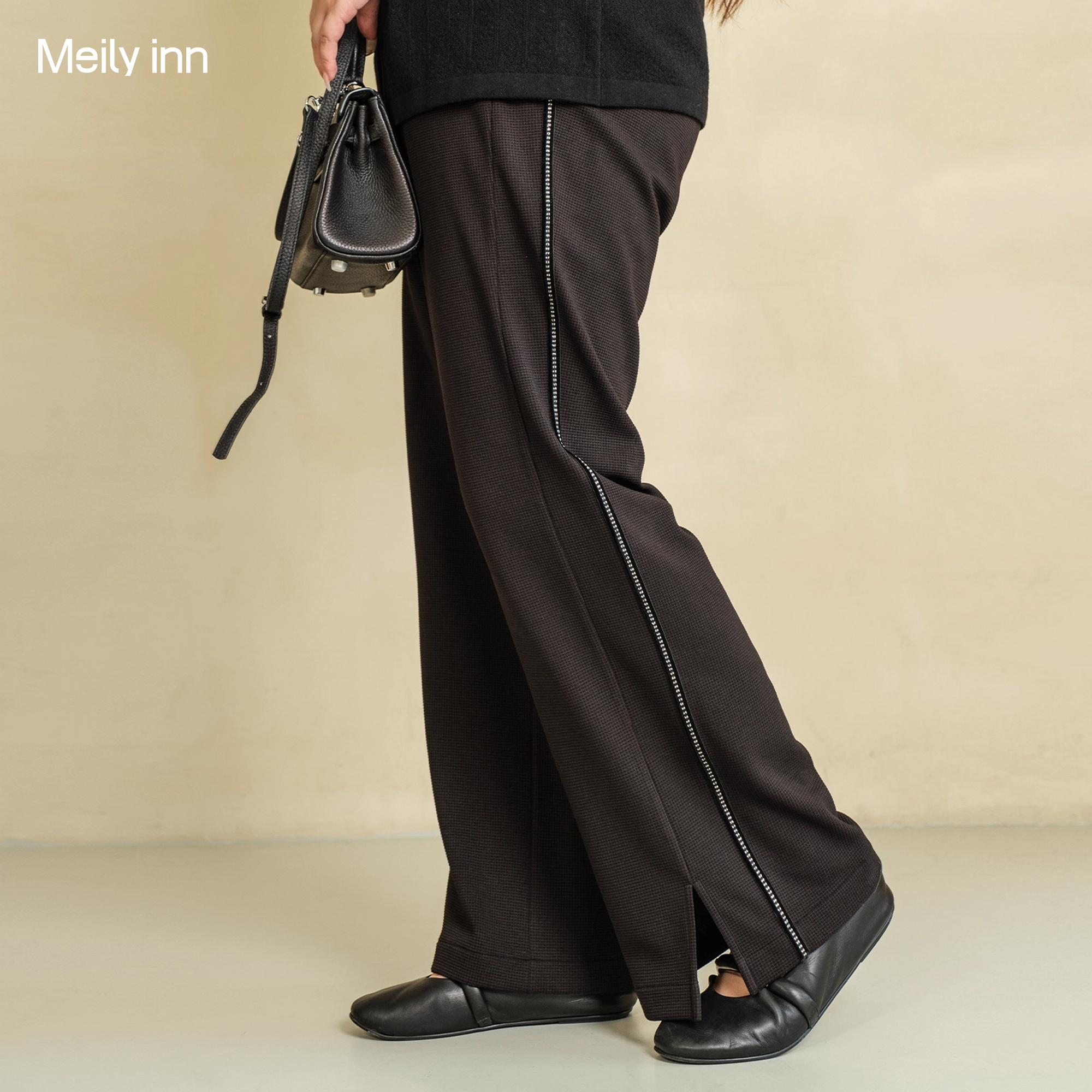 美丽客栈百搭抽绳宽松休闲直筒裤