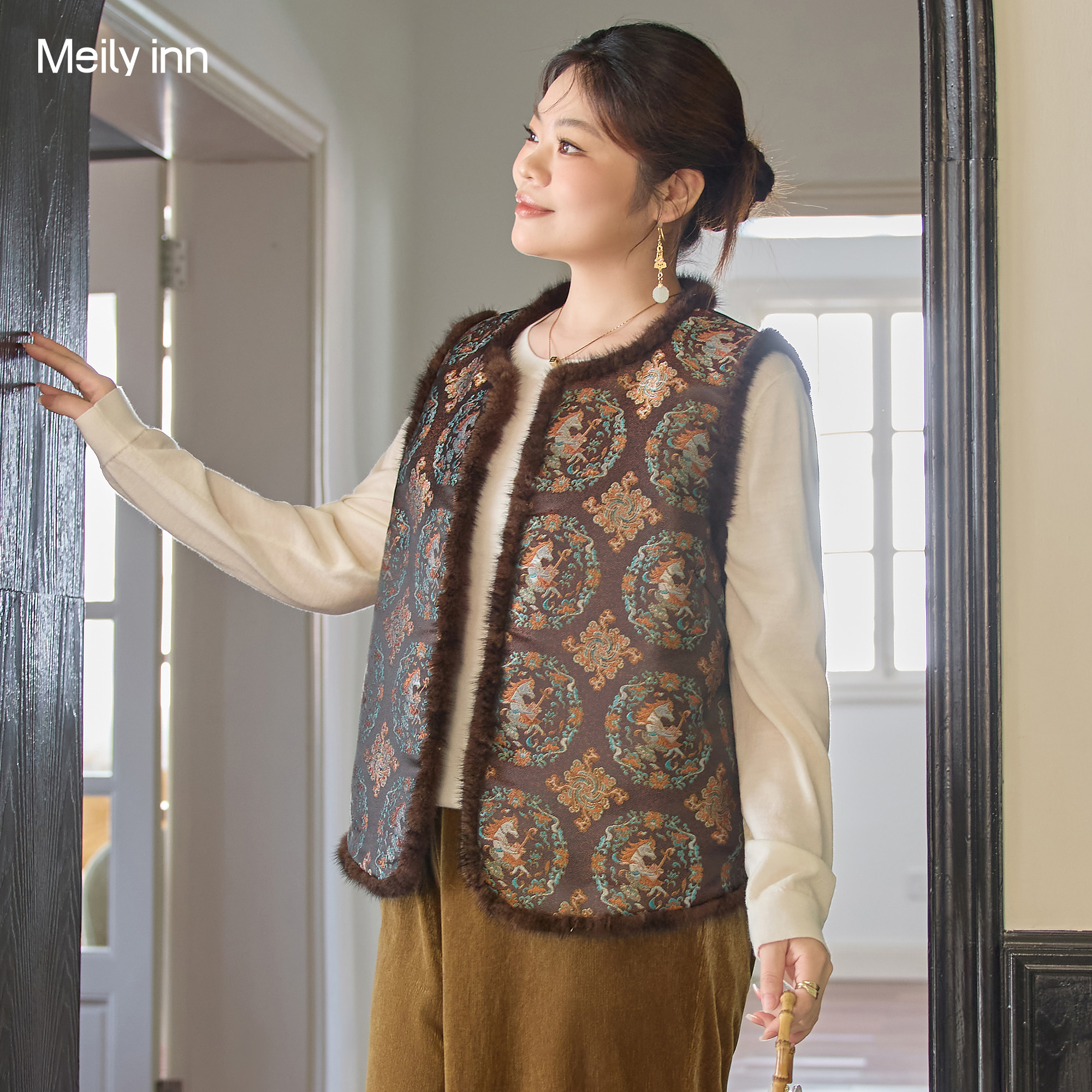 美丽客栈骏貂华裳水貂毛棉马甲女