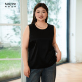 美丽客栈原创高端大码 女装 加肥加大胖MM真丝宽松抑菌凉感真丝背心