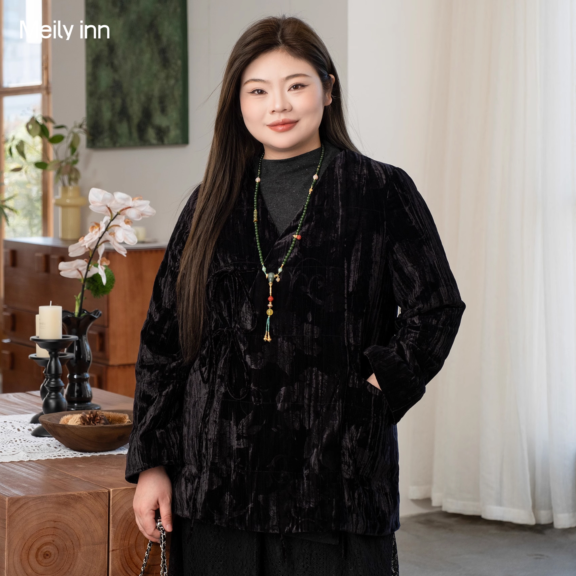 美丽客栈国风设计感加厚短棉服女