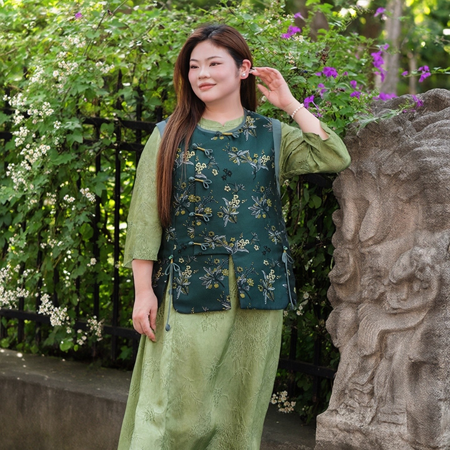 【老钱风】美丽客栈新中式国风马甲大码胖mm高级小众设计感外套女