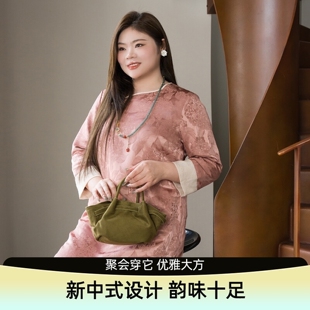 凉感春连衣裙 胖mm200斤加肥加大新中式 美丽客栈原创高端大码 女装