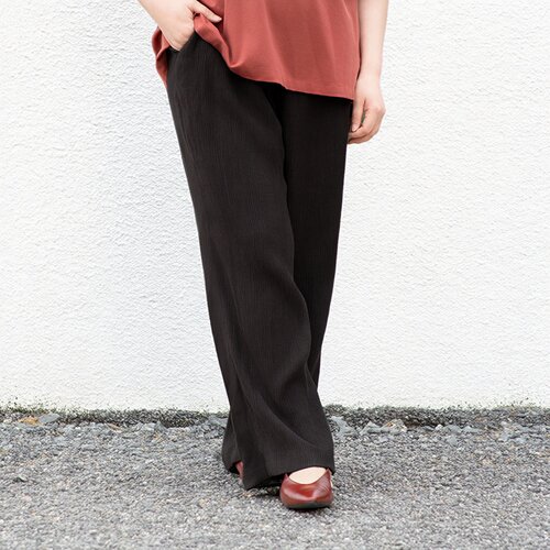 美丽客栈弹力腰头重工压褶休闲裤