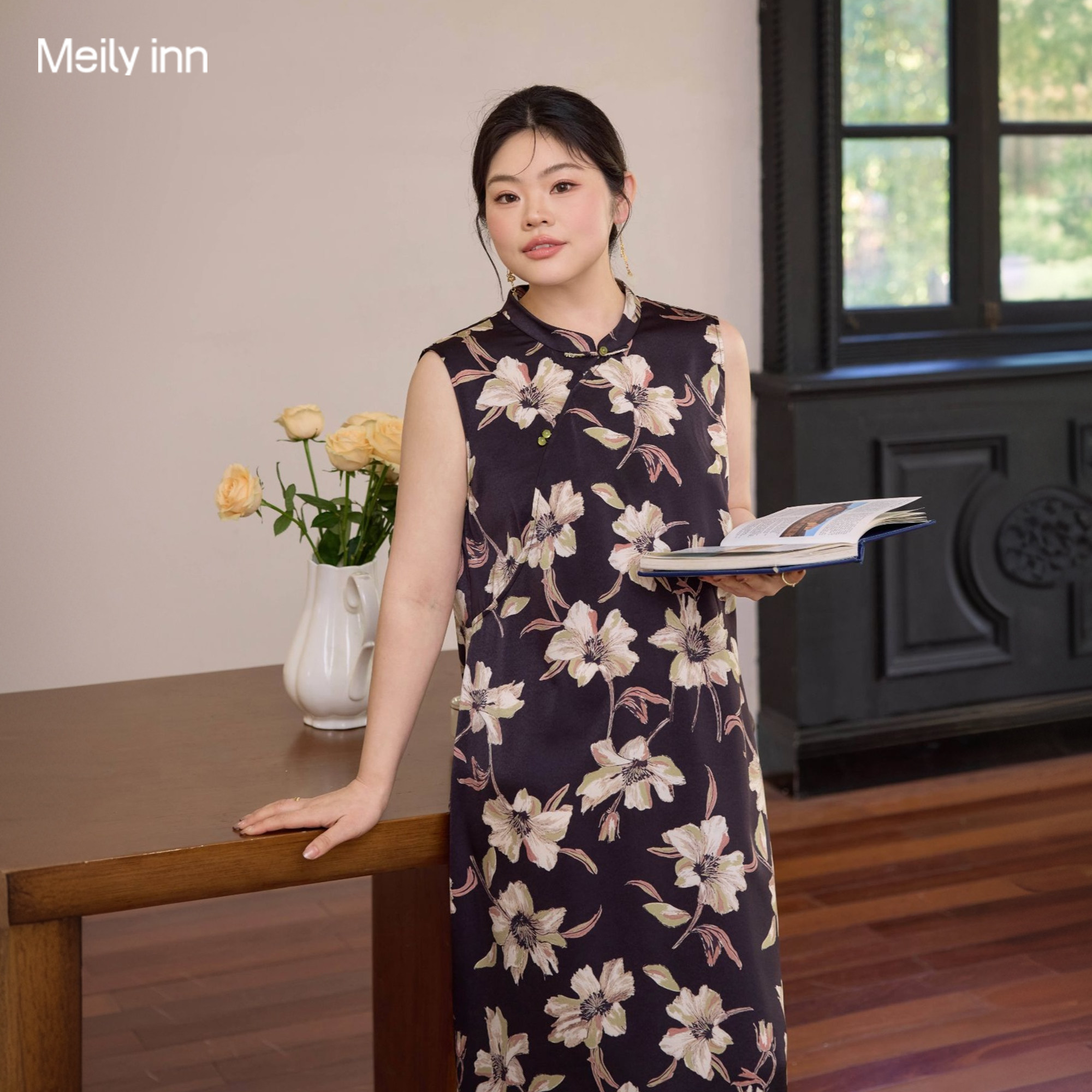 美丽客栈高端大码女装2026春夏新款优雅气质无袖连衣裙轻奢高级感