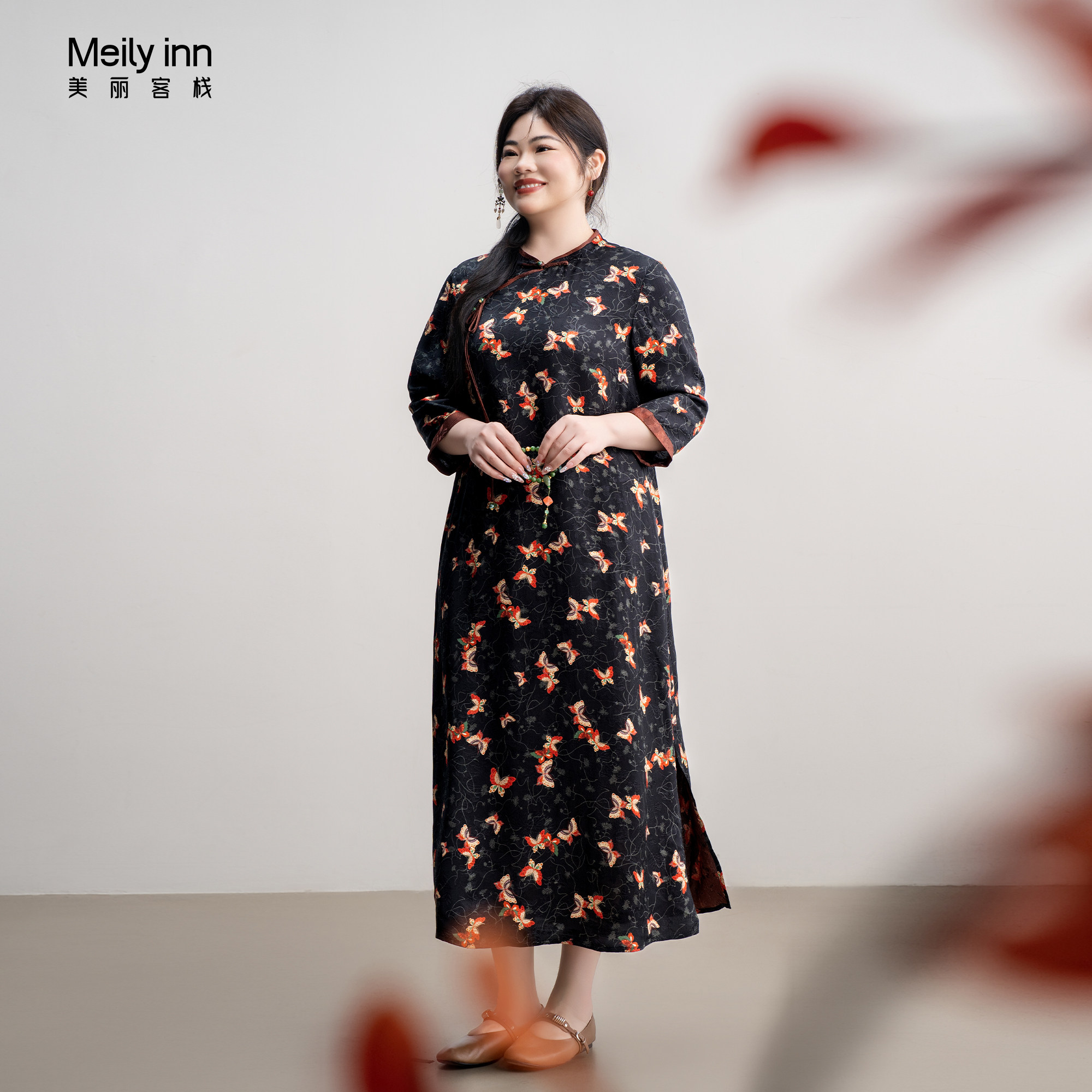 美丽客栈原创高端大码女装胖mm200斤加肥加大人丝提花连衣裙夏款