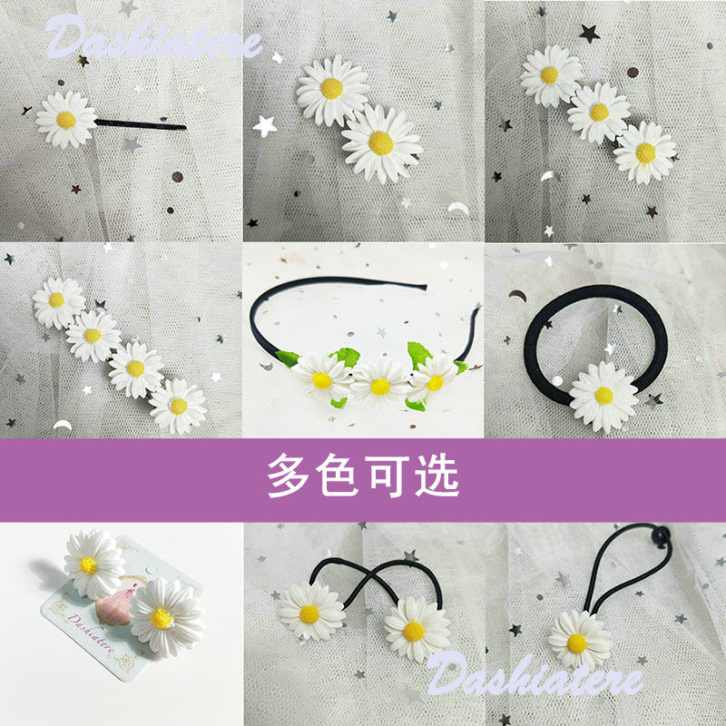 白色小雏菊花朵一字少女风侧边夹图片