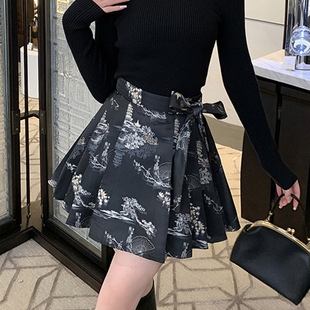 新中式女装国风短款马面裙女2025秋冬显瘦防走光百褶裙小个子半裙