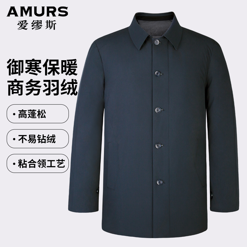 白鸭绒商务休闲常规羽绒服翻领