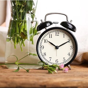 IKEA宜家德卡闹钟懒人白色经典复古金属打铃床头迷你静音时钟