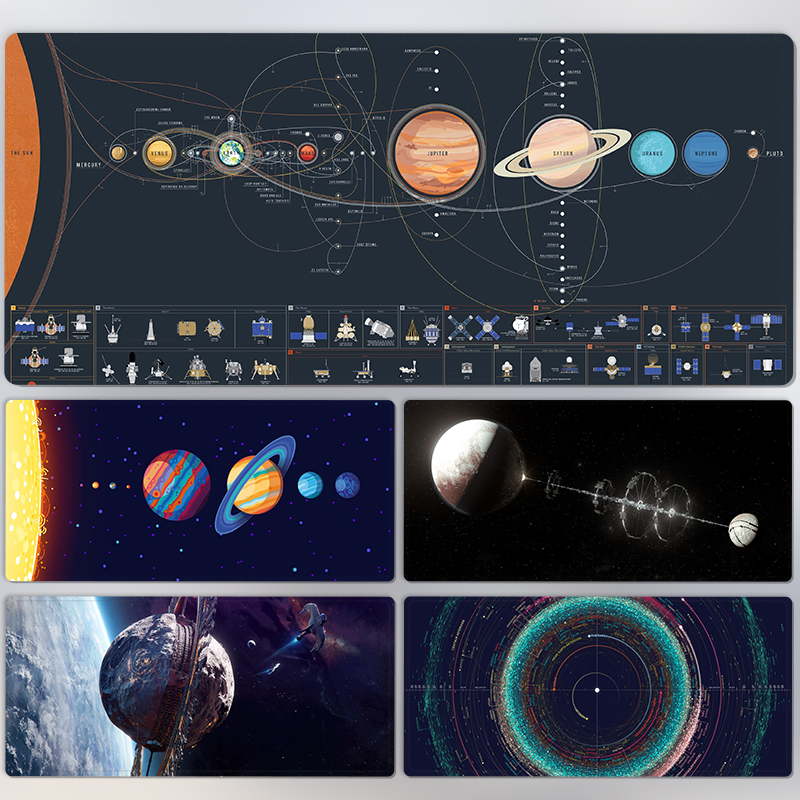 星空宇宙鼠标垫超大创意八大行星加厚办公桌垫宿舍键盘滑鼠垫定制