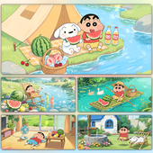 蜡笔小新鼠标垫超大号可爱卡通办公桌垫动漫二次元 加厚书桌键盘垫