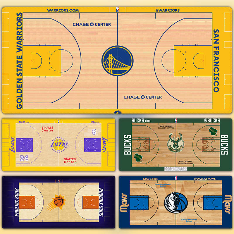 NBA篮球场鼠标垫超大号办公桌键盘垫湖人勇士篮网简约风书桌垫子
