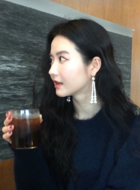 Toroon白色珍珠耳环~气质优雅小众设计修饰脸型珍珠流苏耳饰