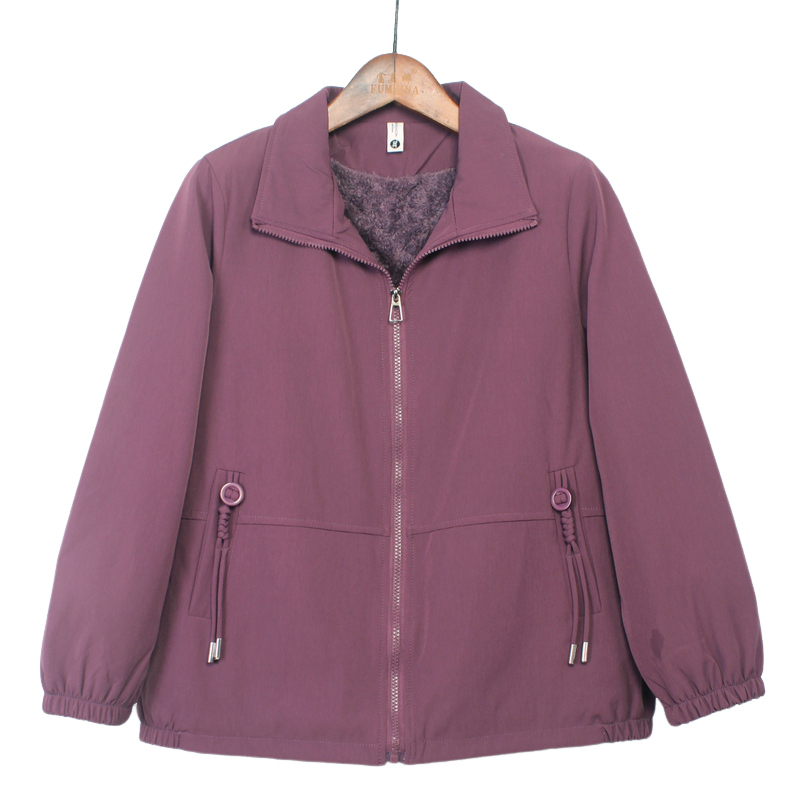 加绒短款妈妈加肥加大时尚外套