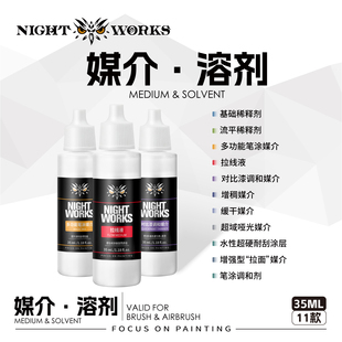 夜之工坊 稀释剂/媒介/溶剂 微缩战棋模型上色笔涂漆模型漆