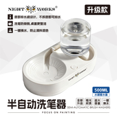 夜之工坊 洗笔器升级版 按压冲水小马桶书法水彩油画颜料笔洗
