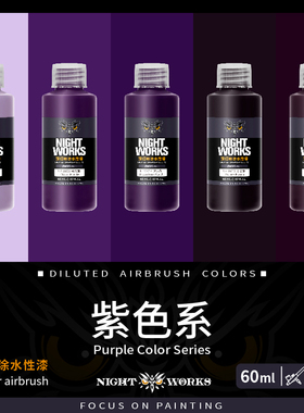 夜店漆NightWorks NPM 预调喷涂漆60ml消光 不堵笔/不积漆 紫色