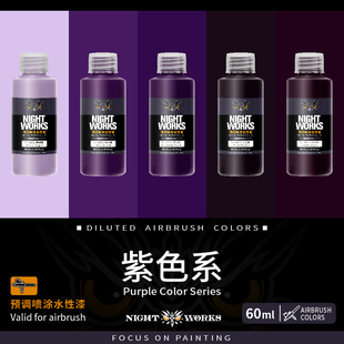 夜店漆NightWorks NPM 预调喷涂漆60ml消光 不堵笔/不积漆 紫色