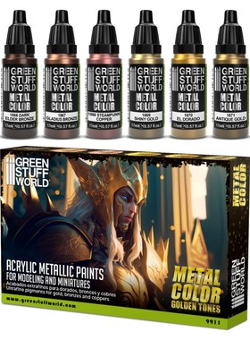GreenStuffWorld GSW TMM金属涂料套漆 -金色 水性漆丙烯笔涂战锤