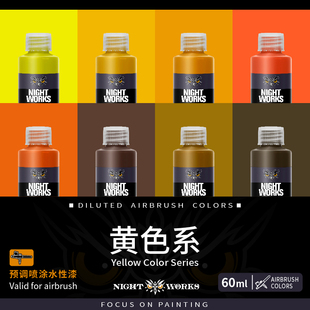 夜店漆NightWorks NPM 预调喷涂漆60ml消光 不堵笔/不积漆 黄/橙