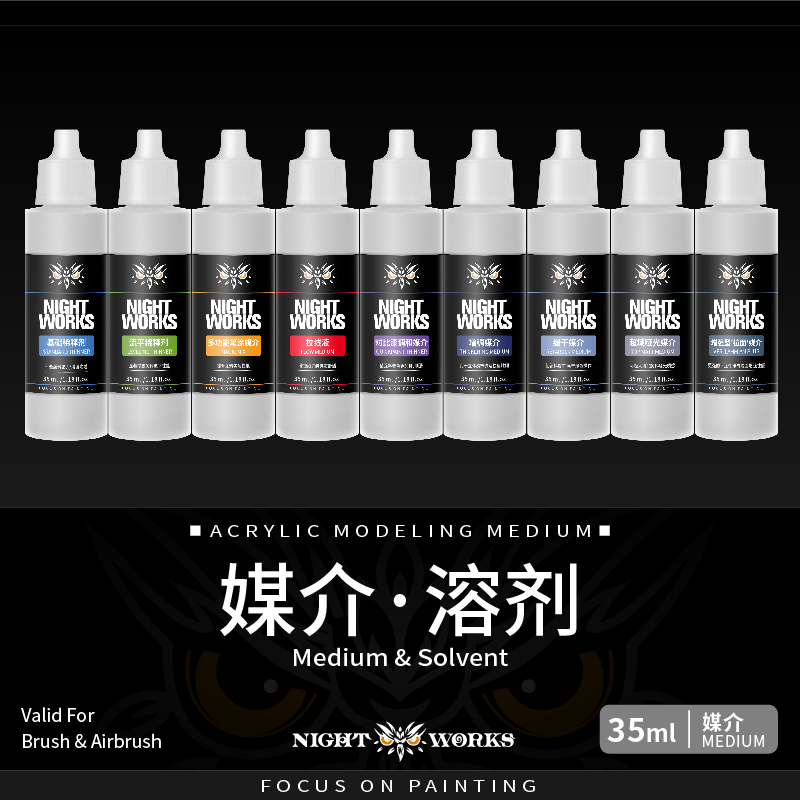 夜店漆NightWorks  笔涂 稀释剂/媒介/溶剂 17ml/35ml 模玩/动漫/周边/娃圈三坑/桌游 模型制作工具/辅料耗材 原图主图