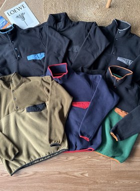 户外巴塔同款 Synchilla Snap-T抓绒衣宽松撞色拼接卫衣外套Ba ta