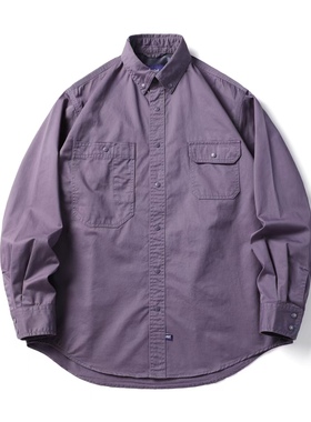 紫标工装衬衫日系紫色纯棉长袖多口袋翻领宽松CITYBOY衬衣外套