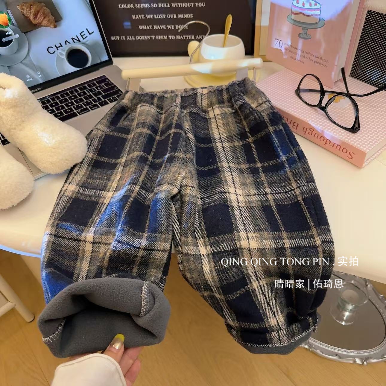 【2折专区】品牌清仓秋冬新款时尚格子中小童百搭加厚运动直筒裤