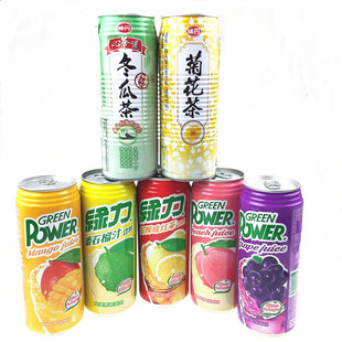 24支 中国台湾味丹绿力果味饮料柠檬茶 芒果 葡萄汁饮品490ml 箱