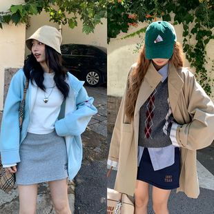 韩版 新款 减龄百搭学院风a字包臀裙 刺绣半身短裙2026春秋季 荒荒家