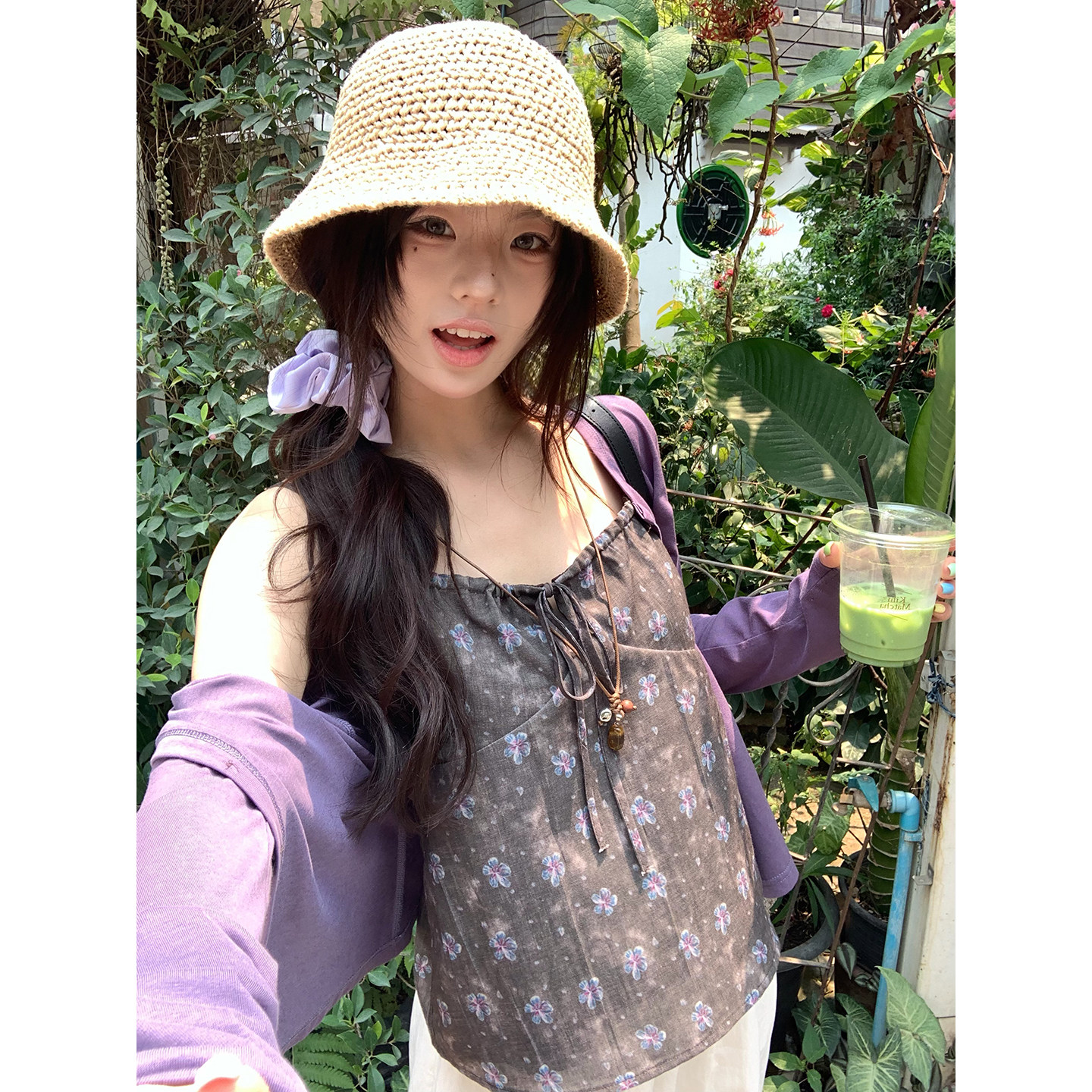 荒荒家晕染小碎花吊带背心2026夏季新款甜美少女休闲打底内搭外穿