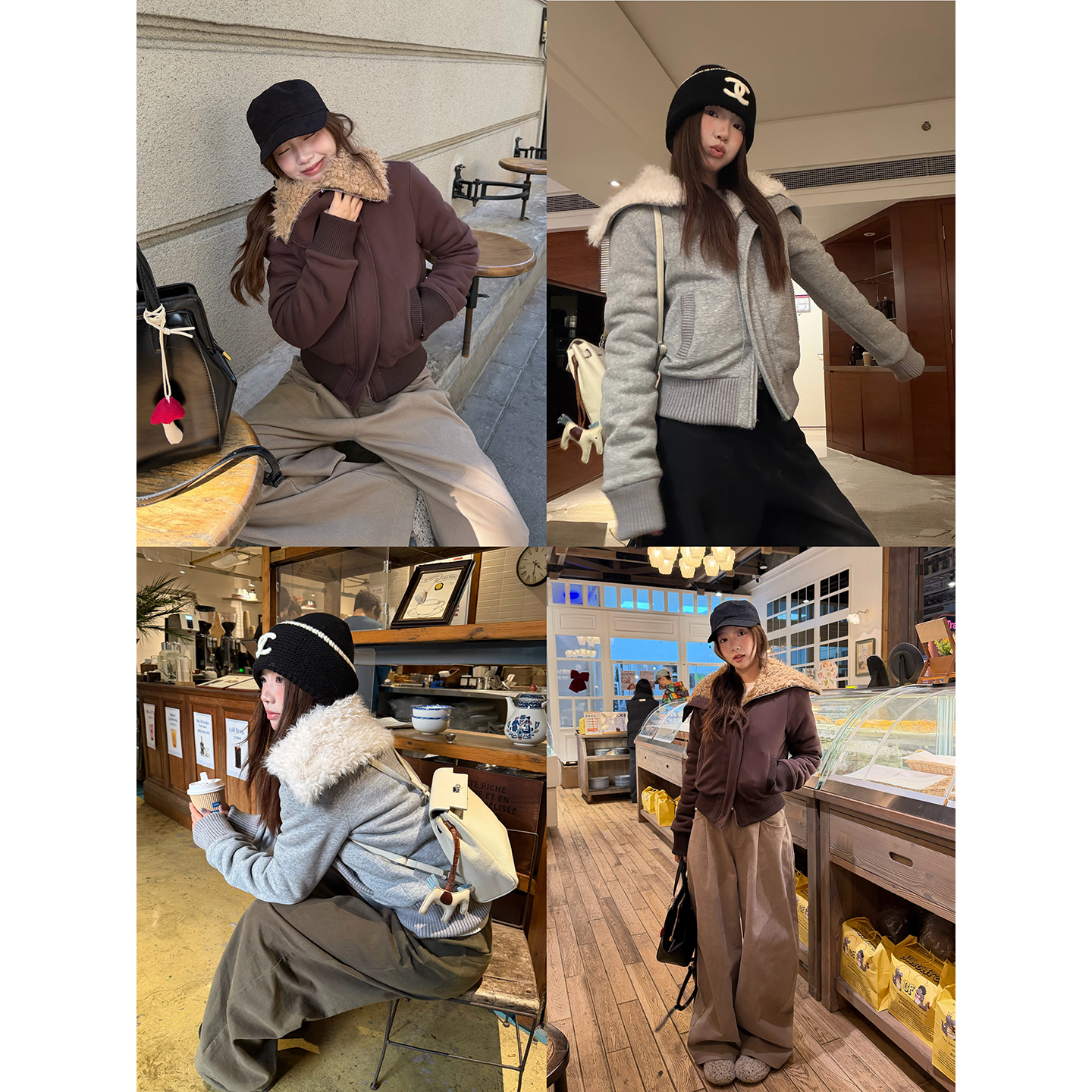 荒荒家 高领毛绒茸卫衣2025冬季新款甜酷休闲宽松百搭加厚外套女