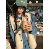 荒荒家 马夹外套女 绒感软糯慵懒无袖 毛茸茸马甲背心2025冬季 新款