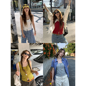 荒荒家 打底外穿 少女百搭U领无袖 泰兰德多色开扣背心2025夏季 新款