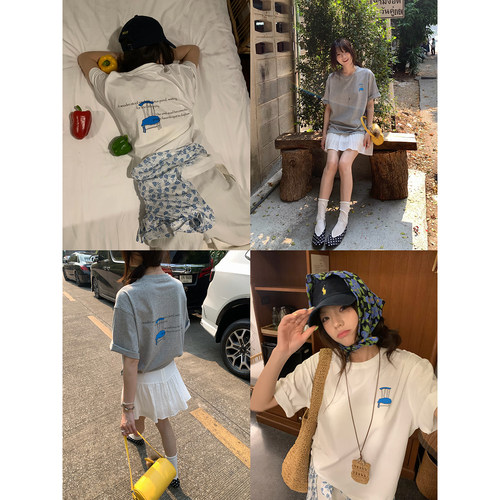 荒荒家蓝色椅子印花T恤