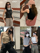 荒荒家 打底女外穿女潮ins 高街短款 小众设计螺纹背心2025夏季 新款