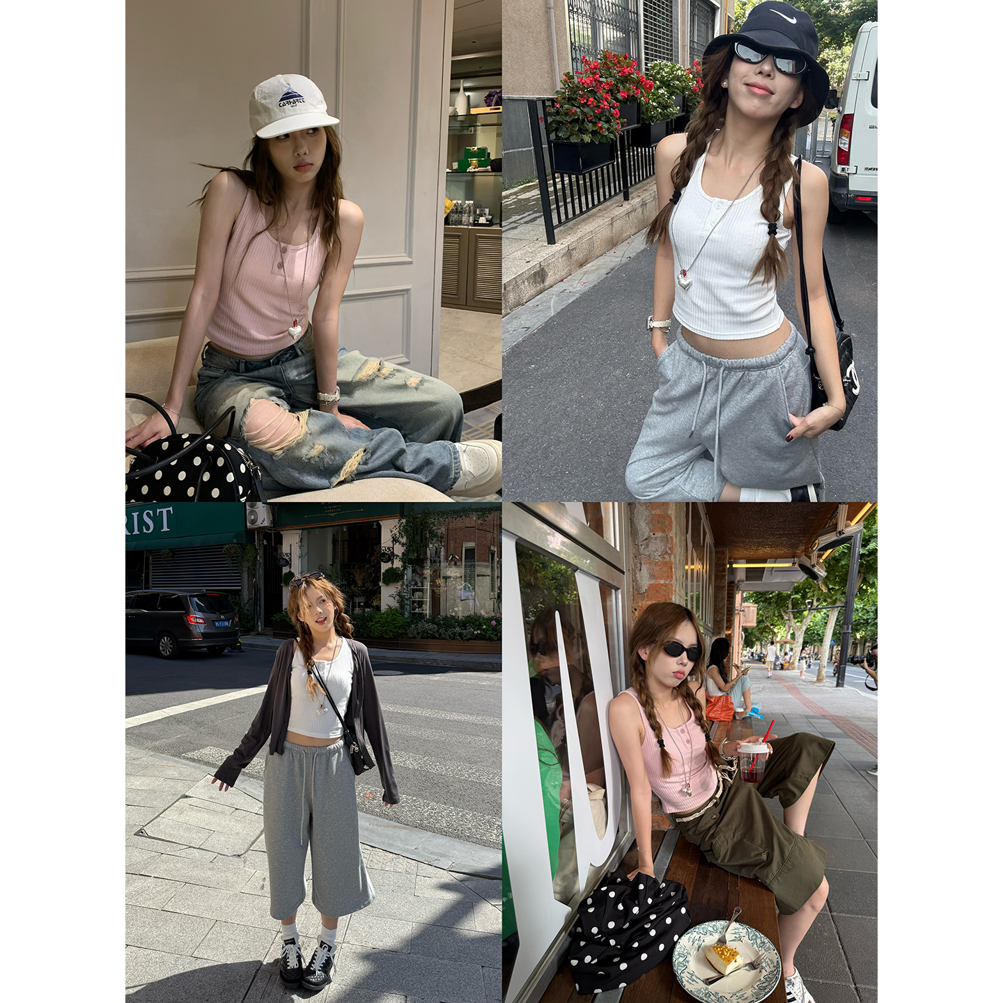 荒荒家 开扣小背心2025夏季新款修身短款打底内搭无袖上衣外穿女