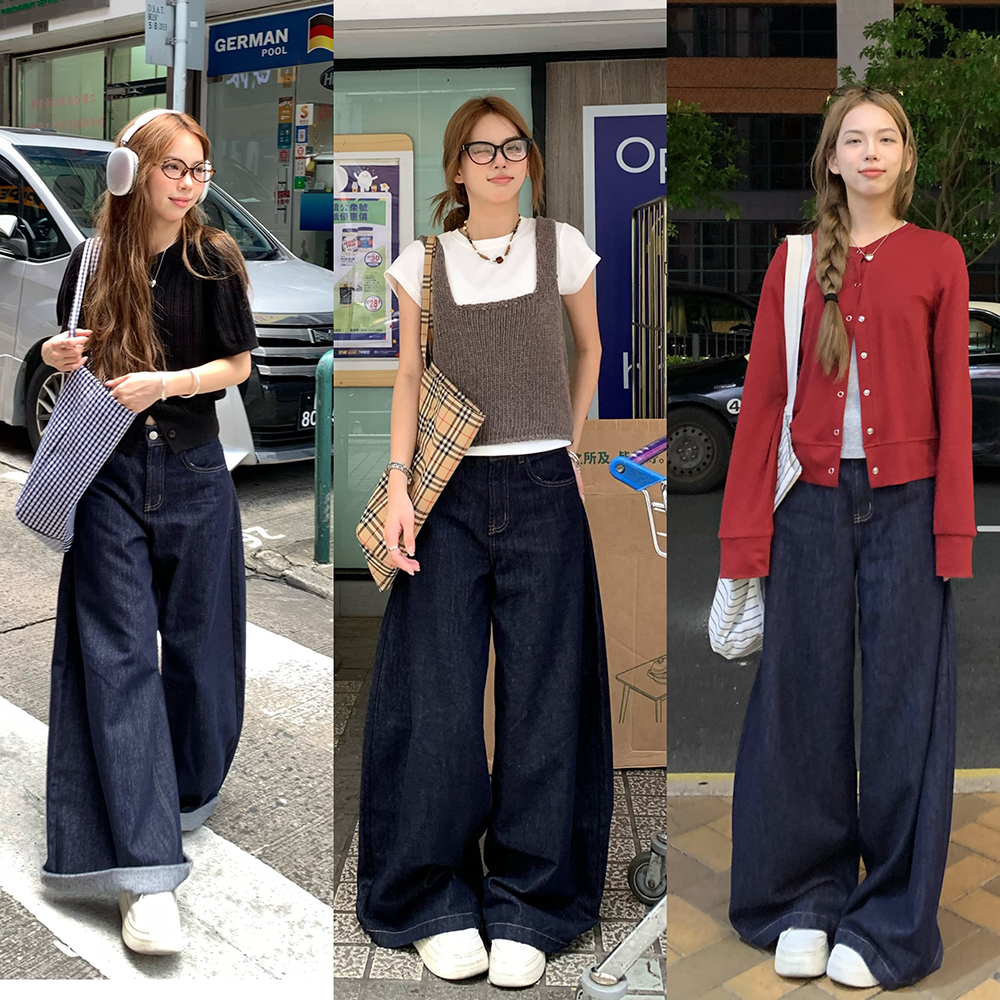 荒荒家原色阔腿牛仔裤