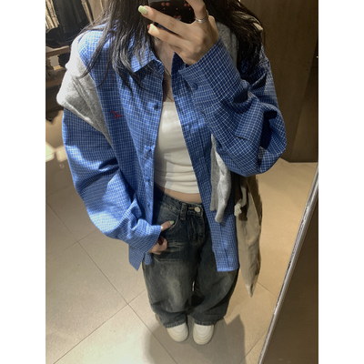 荒荒家英文刺绣长袖衬衫