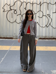 多口袋美式 裤 荒荒家 工装 女 2024夏季 宽松显瘦休闲直筒微喇阔腿裤