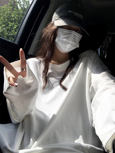 荒荒家基础款经典白色长袖T女冬