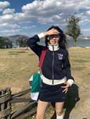 荒荒家刺绣运动风外套两件套2026春夏新款 美式 减龄a字半身裙女ins