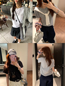 荒荒家 圆领套头纯色上衣女 新款 简约风毛边雪花棉短袖 T恤2025夏季