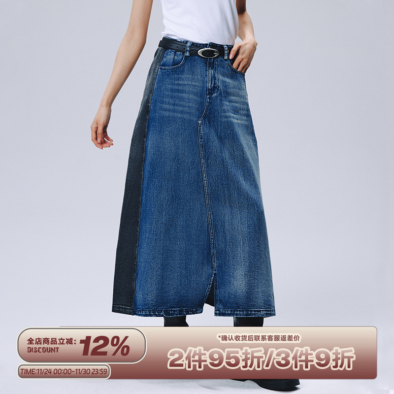 RAPPEYE复古做旧水洗牛仔半身裙