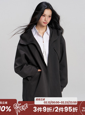 RAPPEYE 休闲宽松重磅复古潮牌简约情侣拉链连帽开衫长款卫衣外套