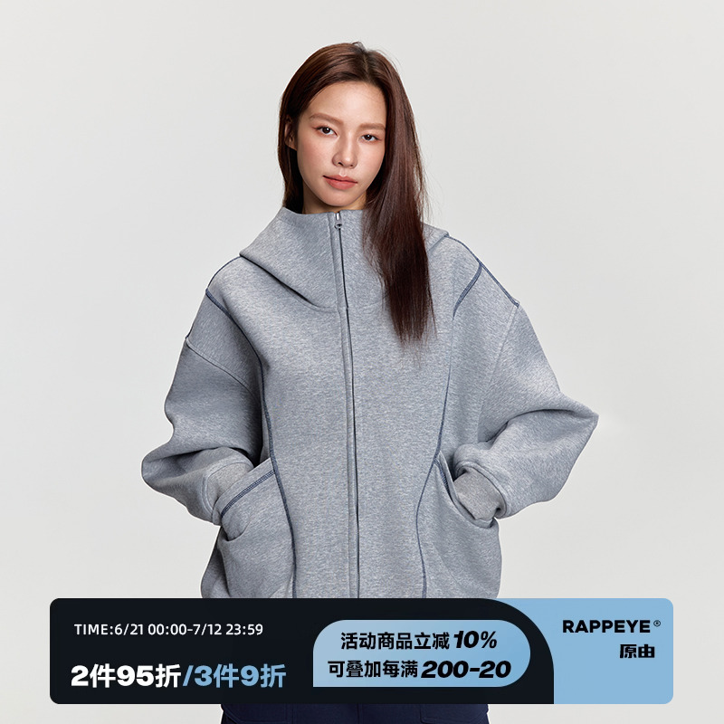 RAPPEYE連帽廓形明輯線衛衣半裙